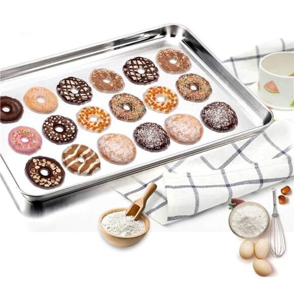 Baking Sheet Set of 2, Baking Pans Tray Cookie Sheet Stainless Steel, Non Toxic - Picture 6 of 7